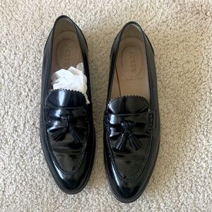 JCrew black leather moccasins - amazing condition